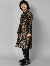 Black Jacquard Sherwani Set - Elganza