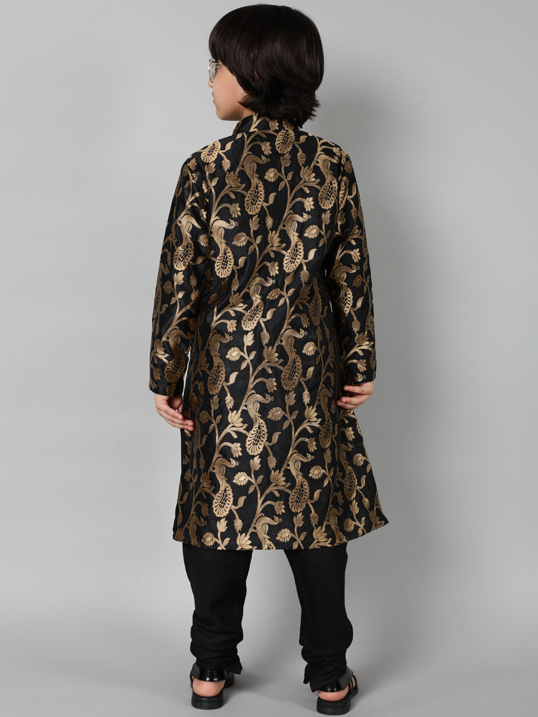 Black Jacquard Sherwani Set - Elganza