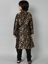Black Jacquard Sherwani Set - Elganza