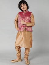 Gold Kurta Churidar With Brocade Jacket - Elganza