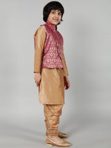 Gold Kurta Churidar With Brocade Jacket - Elganza