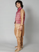 Gold Kurta Churidar With Brocade Jacket - Elganza