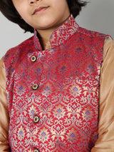 Gold Kurta Churidar With Brocade Jacket - Elganza