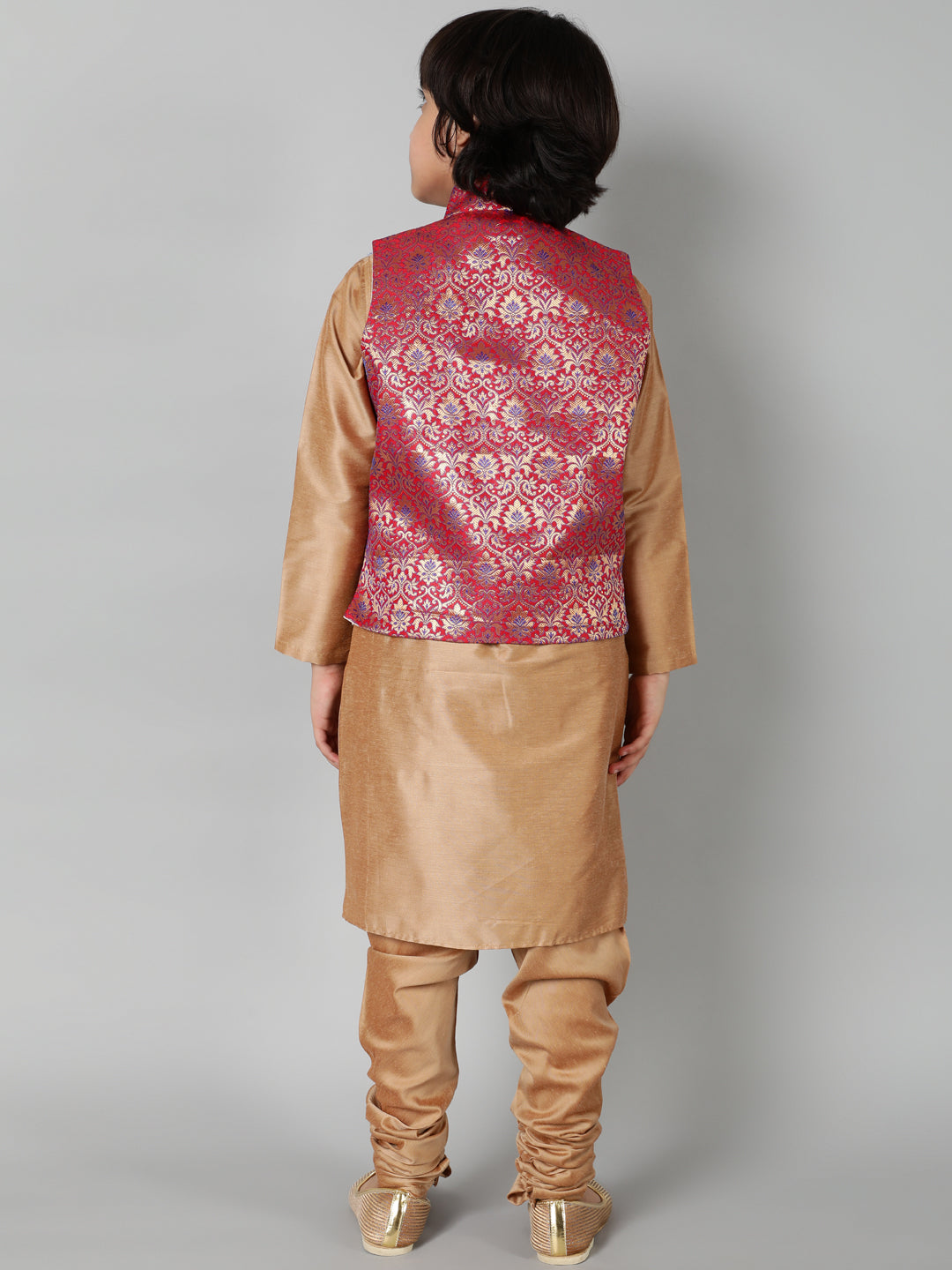 Gold Kurta Churidar With Brocade Jacket - Elganza
