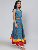 Blue Patola Print Lehenga Choli With Dupatta - Elganza