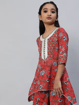 Red Floral Print Jumpsuit - Elganza