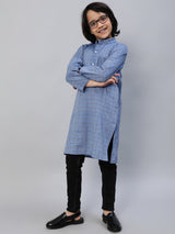 Blue Checked Kurta - Elganza