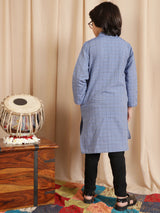 Blue Checked Kurta - Elganza