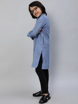 Blue Checked Kurta - Elganza