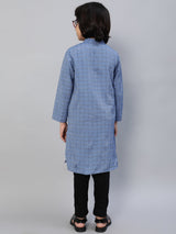 Blue Checked Kurta - Elganza