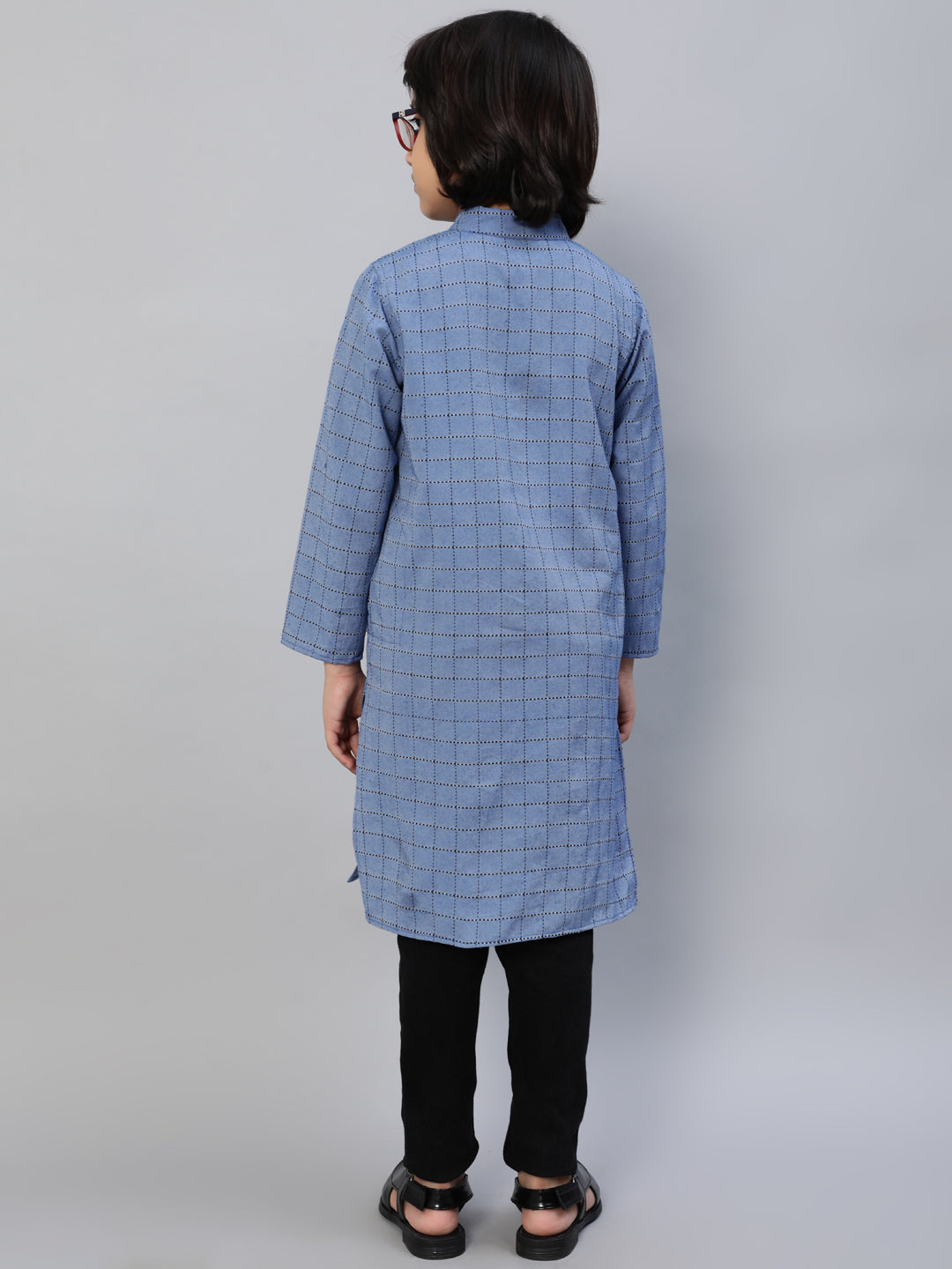 Blue Checked Kurta - Elganza