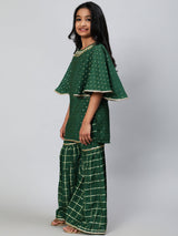 Green Embellished Kurta Sharara With Dupatta - Elganza