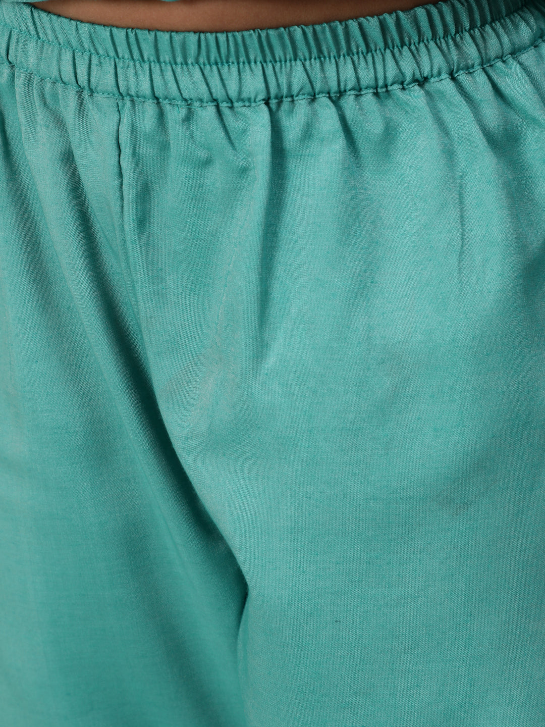 Green Woven Kurta With Sharara - Elganza