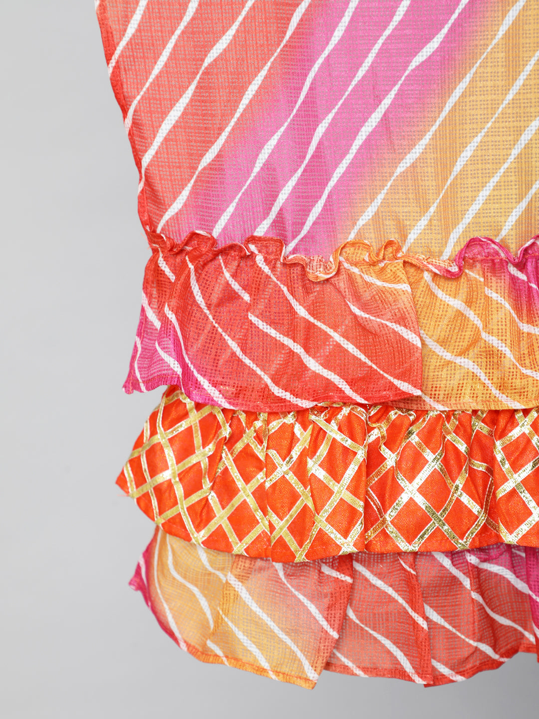 Orange Leheriya Print Lehenga Choli With Dupatta - Elganza