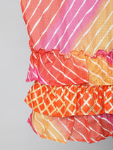Orange Leheriya Print Lehenga Choli With Dupatta - Elganza