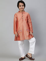 Rose Gold Embroidered Kurta - Elganza