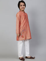 Rose Gold Embroidered Kurta - Elganza