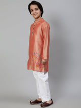 Rose Gold Embroidered Kurta - Elganza
