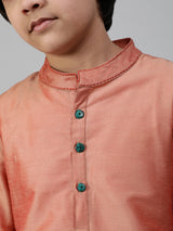 Rose Gold Embroidered Kurta - Elganza
