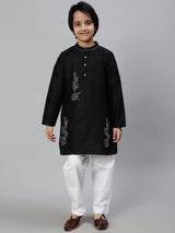 Black Embroidered Kurta - Elganza