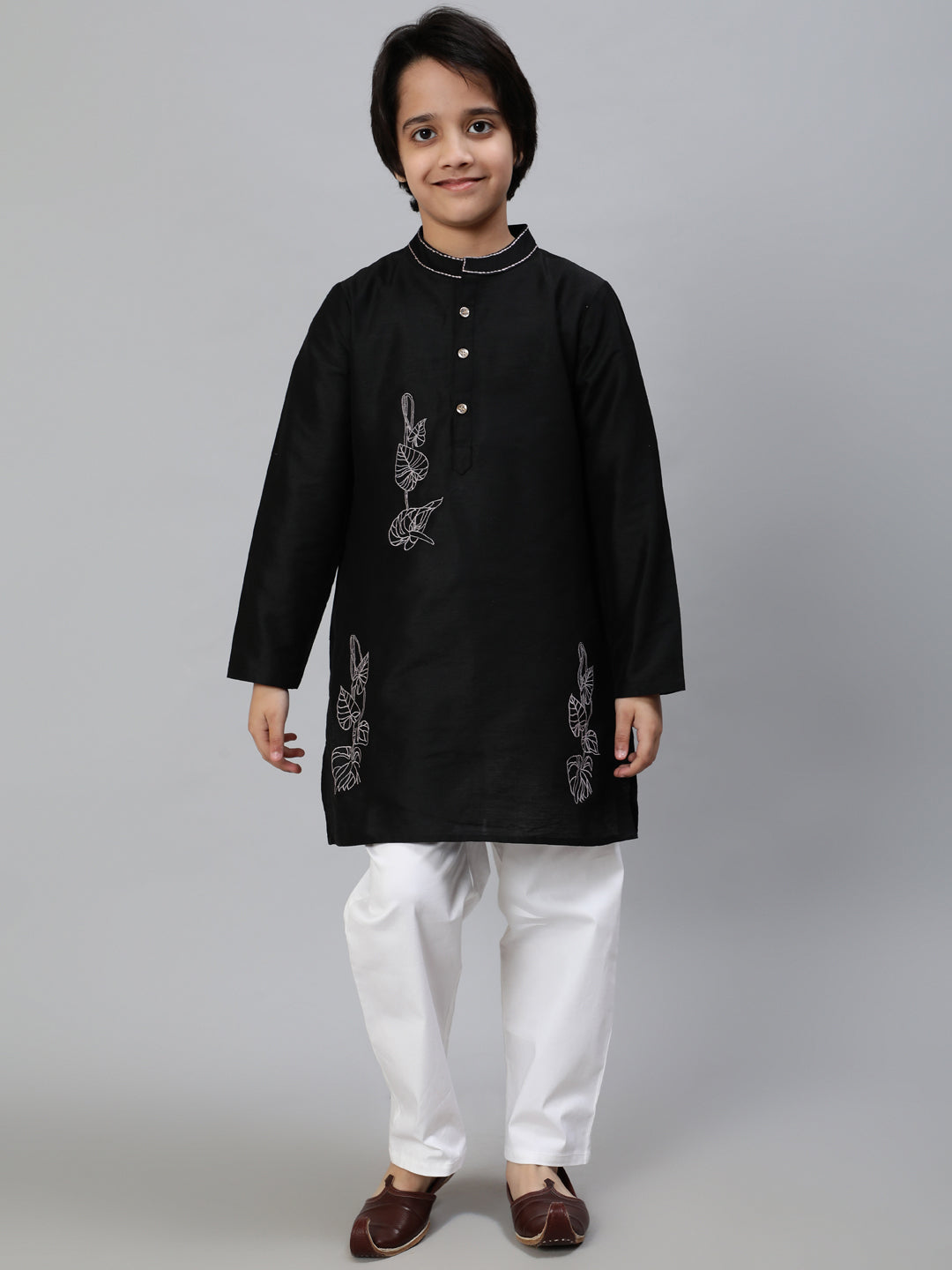 Black Embroidered Kurta - Elganza