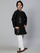 Black Embroidered Kurta - Elganza