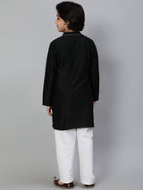 Black Embroidered Kurta - Elganza