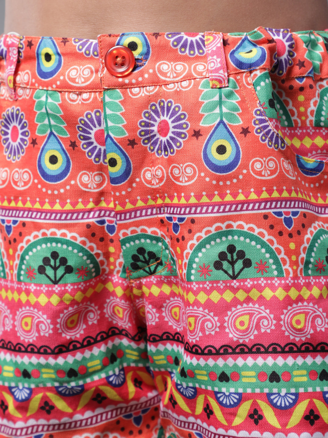 Orange Printed Short - Elganza