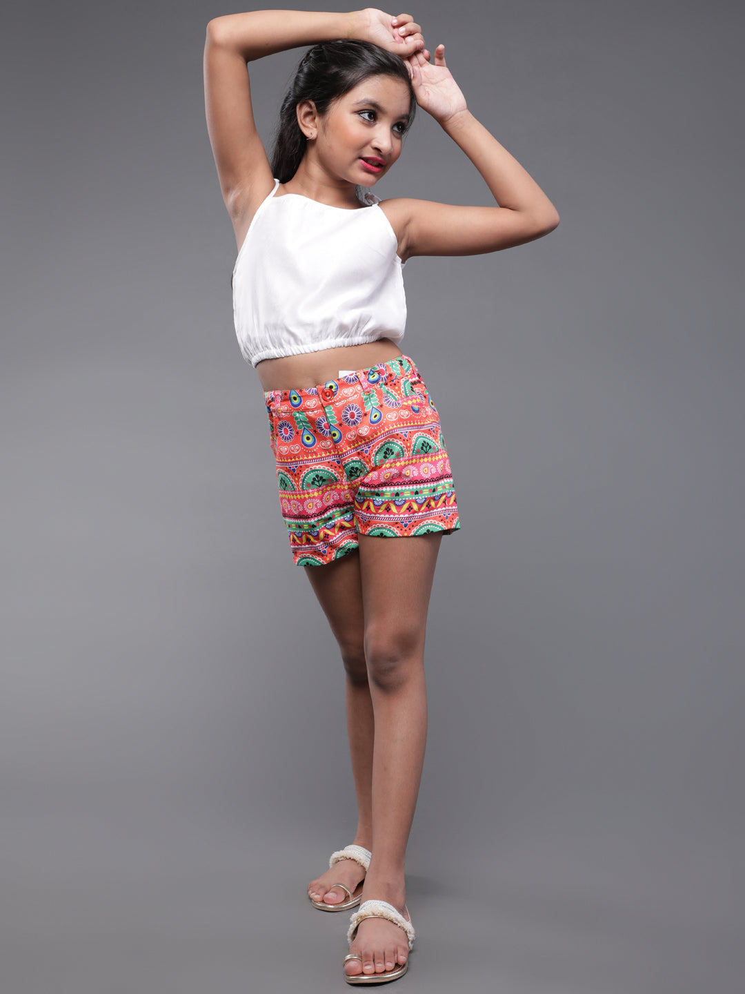Orange Printed Short - Elganza