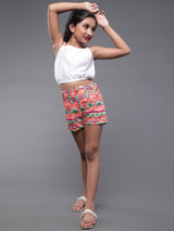 Orange Printed Short - Elganza
