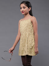 Beige Gold Print Tunic - Elganza