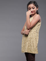 Beige Gold Print Tunic - Elganza