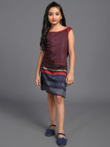 Maroon Striped Shift Dress - Elganza