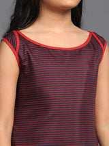 Maroon Striped Shift Dress - Elganza
