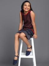 Maroon Striped Shift Dress - Elganza