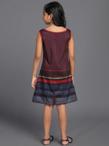 Maroon Striped Shift Dress - Elganza