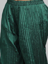 Green Pleated Top With Palazzo - Elganza