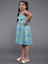 Blue Printed Dress - Elganza
