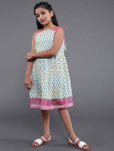 White Floral Print Midi Dress - Elganza