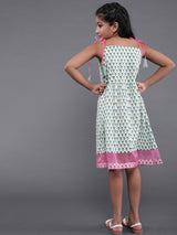 White Floral Print Midi Dress - Elganza