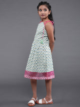 White Floral Print Midi Dress - Elganza