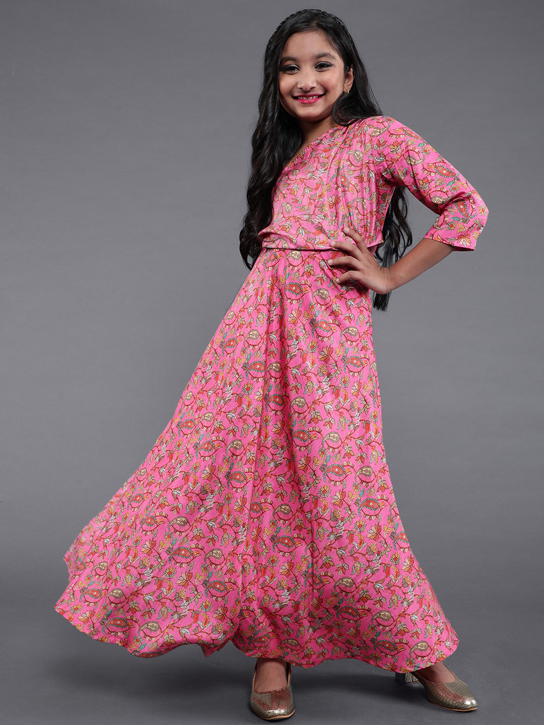 Pink Printed Dress - Elganza