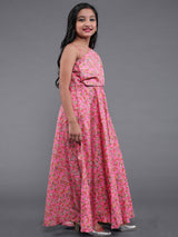 Pink Printed Dress - Elganza