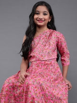 Pink Printed Dress - Elganza