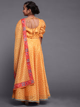 Yellow Printed Lehenga Choli With Dupatta Set - Elganza