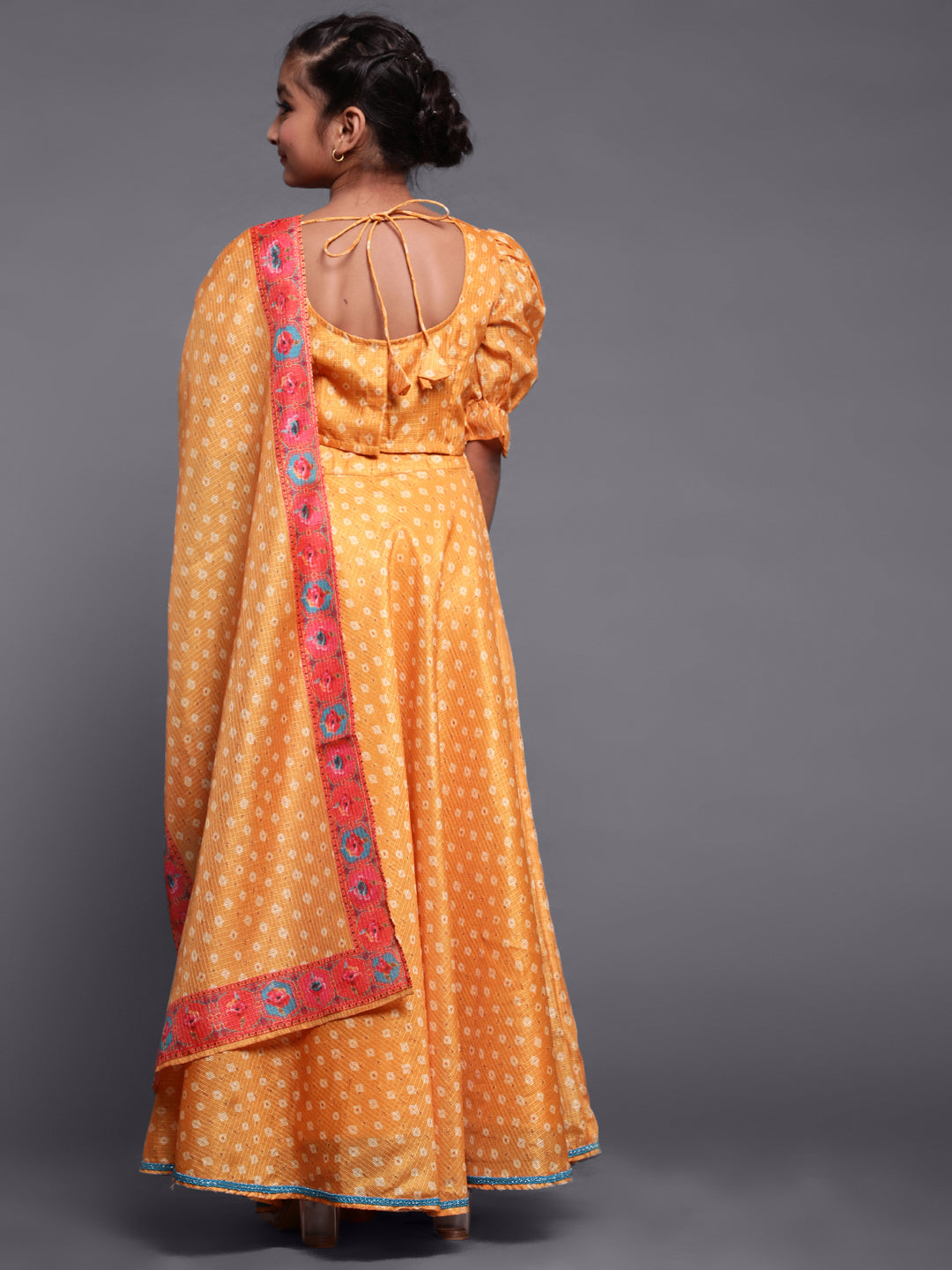 Yellow Printed Lehenga Choli With Dupatta Set - Elganza