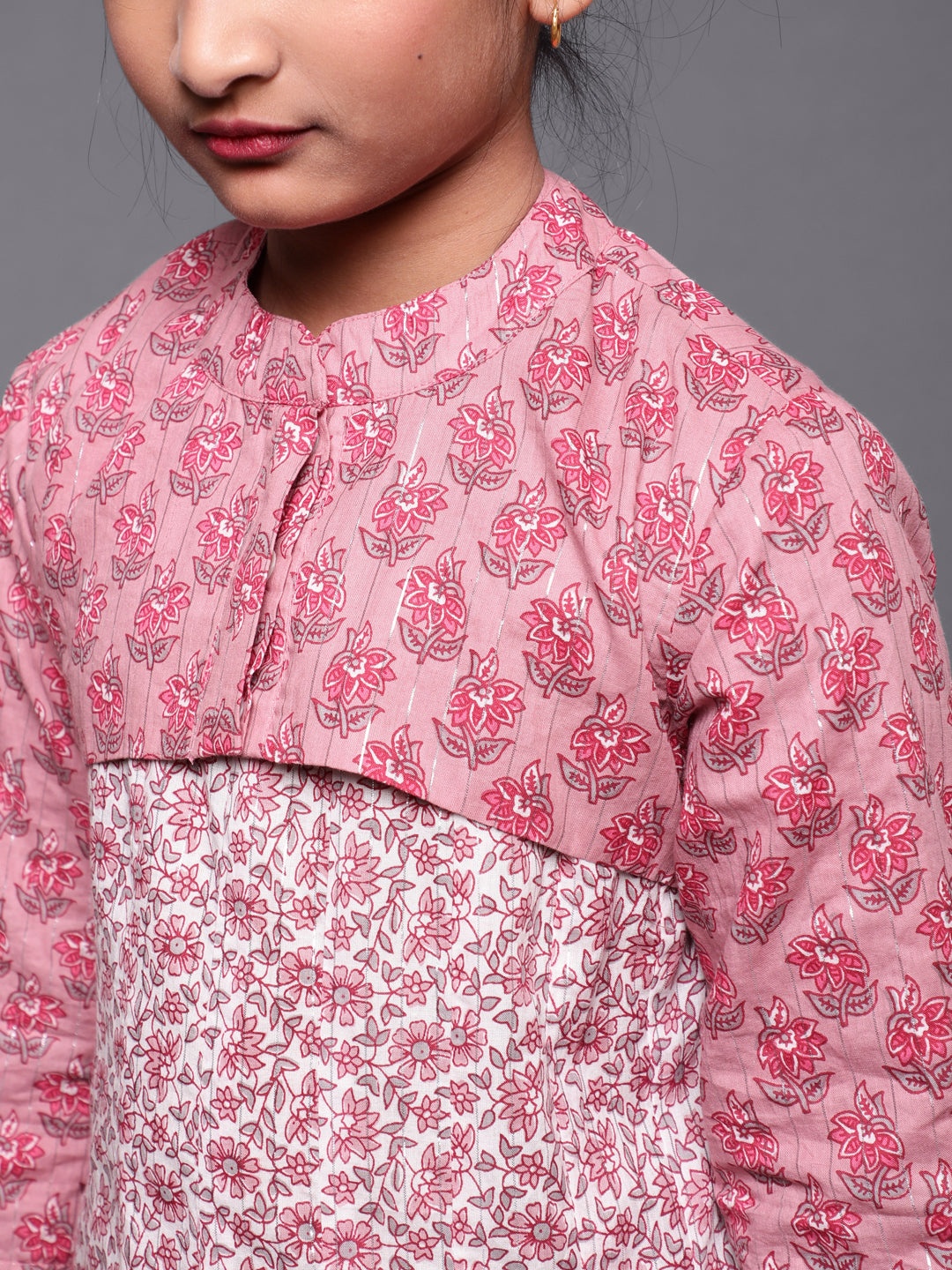 Mauve & White Floral Print Anakali Palazzo With Koti - Elganza