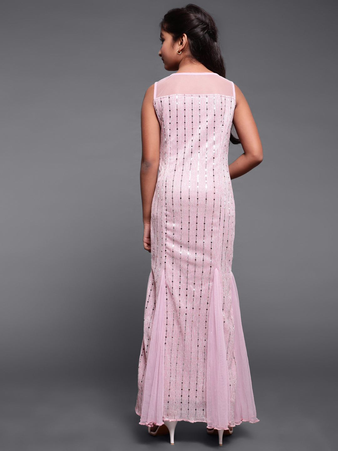 Pink Embellished Maxi Dress - Elganza