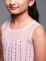 Pink Embellished Maxi Dress - Elganza