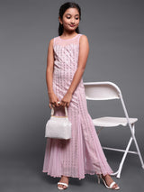 Pink Embellished Maxi Dress - Elganza